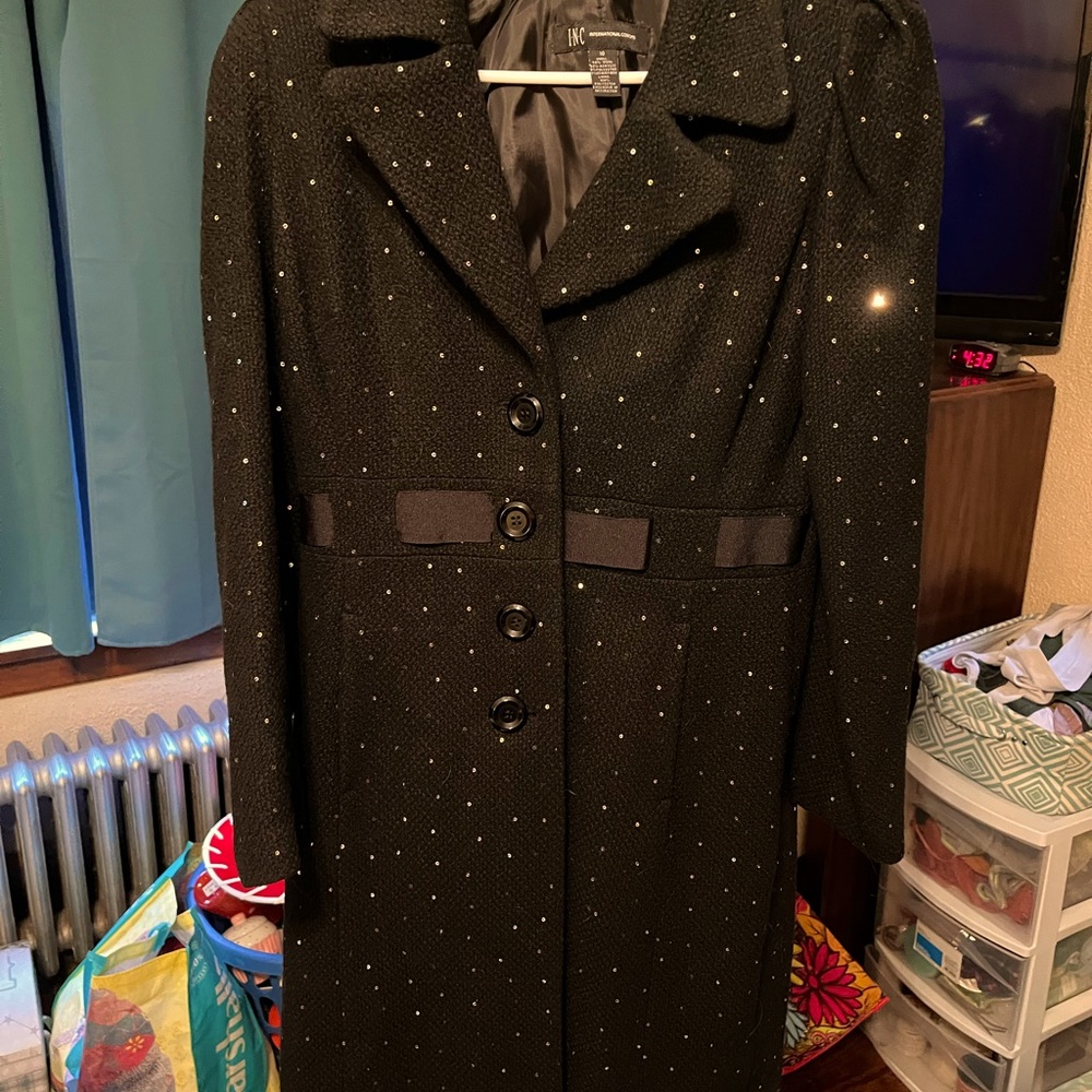 Black sparkle dress coat